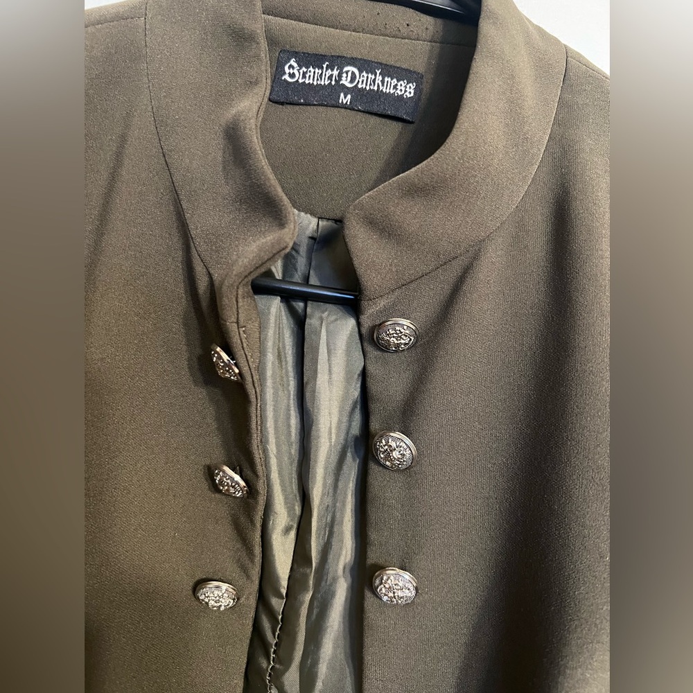 Women's Olive Military-Style Blazer Jacket